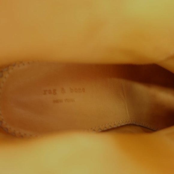 Rag Bone Boots 37.5 Leather Boots 7.5 Pull On Brown Heeled Harness Suede Kinsey - Picture 5 of 12